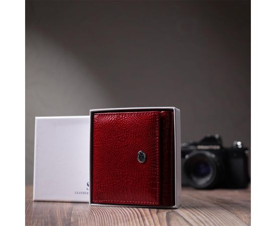 Купить Компактный кошелек для женщин из натуральной лакированной кожи ST Leather 22687 Красный, фото , изображение 11, характеристики, отзывы