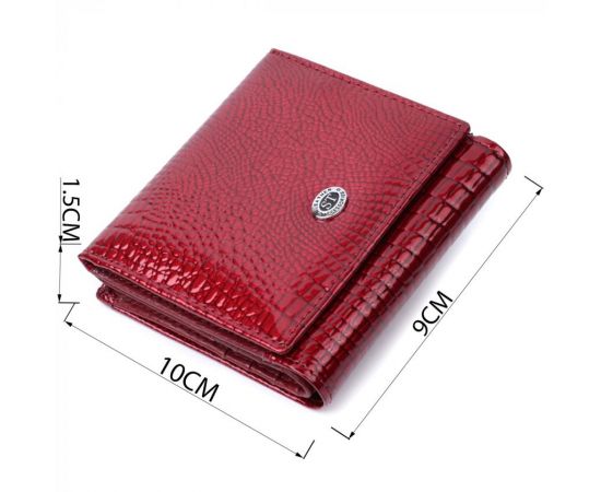 Купить Компактный кошелек для женщин из натуральной лакированной кожи ST Leather 22687 Красный, фото , изображение 3, характеристики, отзывы