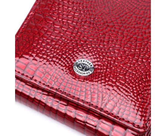 Купить Компактный кошелек для женщин из натуральной лакированной кожи ST Leather 22687 Красный, фото , изображение 5, характеристики, отзывы
