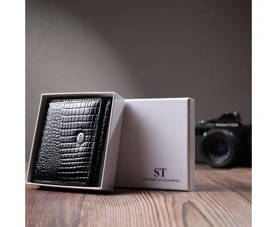 Купить Женский компактный кошелек из натуральной лакированной кожи ST Leather 22688 Черный, фото , изображение 11, характеристики, отзывы