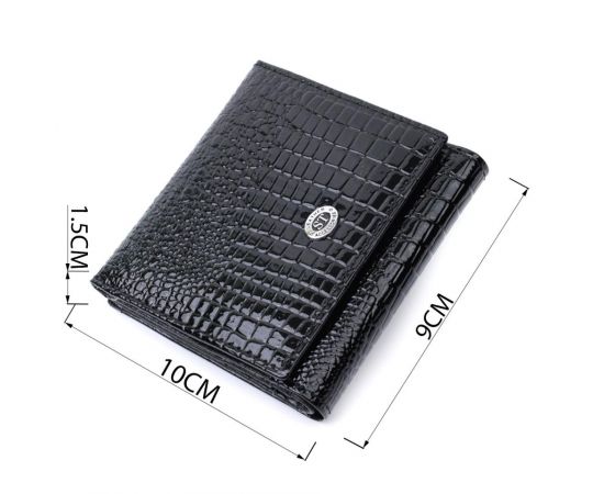 Купить Женский компактный кошелек из натуральной лакированной кожи ST Leather 22688 Черный, фото , изображение 3, характеристики, отзывы