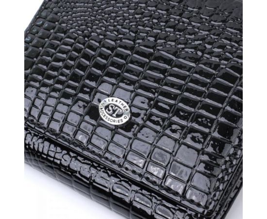 Купить Женский компактный кошелек из натуральной лакированной кожи ST Leather 22688 Черный, фото , изображение 5, характеристики, отзывы