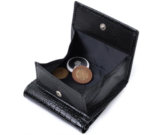 Купить Женский компактный кошелек из натуральной лакированной кожи ST Leather 22688 Черный, фото , изображение 8, характеристики, отзывы