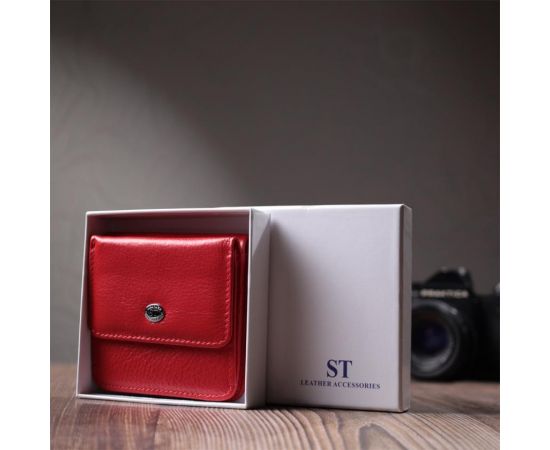Купить Женский компактный кошелек с карманом для монет из натуральной кожи ST Leather 22689 Красный, фото , изображение 12, характеристики, отзывы