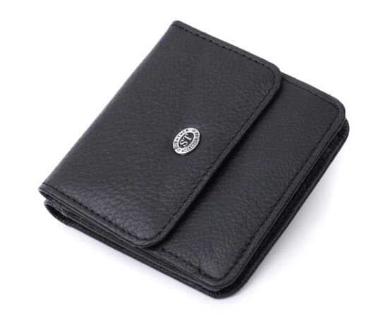 Купить Компактный женский кошелек с карманом для монет из натуральной кожи ST Leather 22690 Черный, фото , характеристики, отзывы