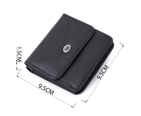 Купить Компактный женский кошелек с карманом для монет из натуральной кожи ST Leather 22690 Черный, фото , изображение 3, характеристики, отзывы