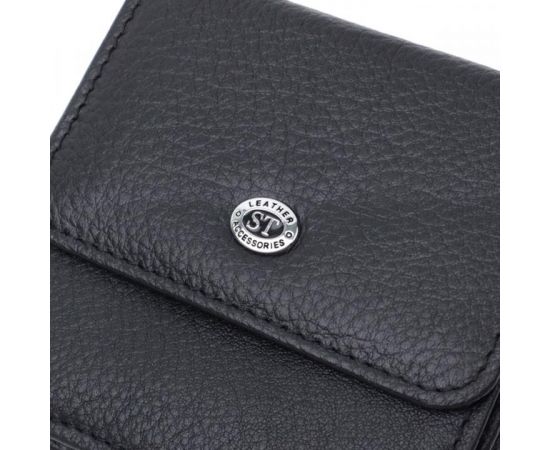 Купить Компактный женский кошелек с карманом для монет из натуральной кожи ST Leather 22690 Черный, фото , изображение 5, характеристики, отзывы