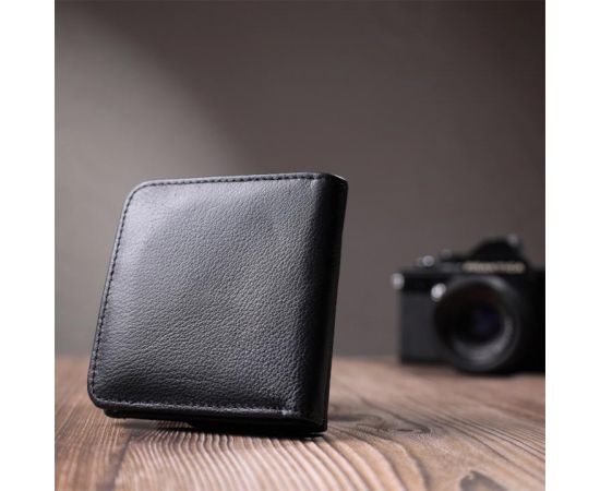 Купить Компактный женский кошелек с карманом для монет из натуральной кожи ST Leather 22690 Черный, фото , изображение 10, характеристики, отзывы