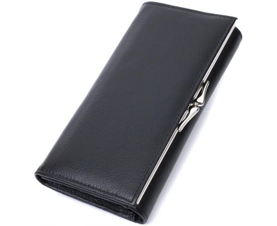 Купить Добротное женское портмоне с карманом для монет из натуральной кожи ST Leather 22691 Черный, фото , изображение 2, характеристики, отзывы