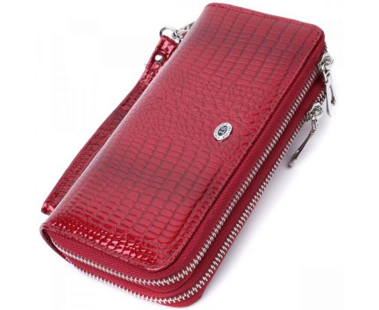 Купить Фактурный клатч на два отделения из лакированной натуральной кожи ST Leather 22692 Красный, фото , характеристики, отзывы