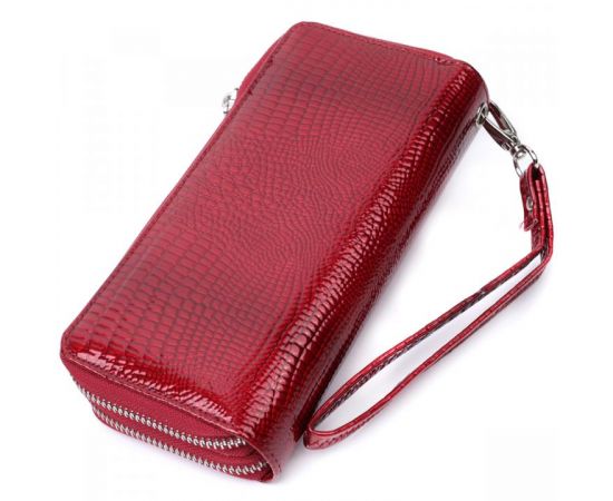 Купить Фактурный клатч на два отделения из лакированной натуральной кожи ST Leather 22692 Красный, фото , изображение 2, характеристики, отзывы