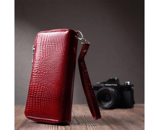 Купить Фактурный клатч на два отделения из лакированной натуральной кожи ST Leather 22692 Красный, фото , изображение 11, характеристики, отзывы