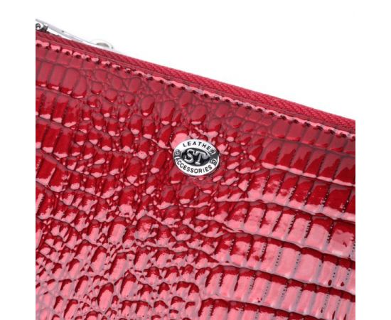 Купить Фактурный клатч на два отделения из лакированной натуральной кожи ST Leather 22692 Красный, фото , изображение 5, характеристики, отзывы