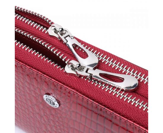 Купить Фактурный клатч на два отделения из лакированной натуральной кожи ST Leather 22692 Красный, фото , изображение 6, характеристики, отзывы
