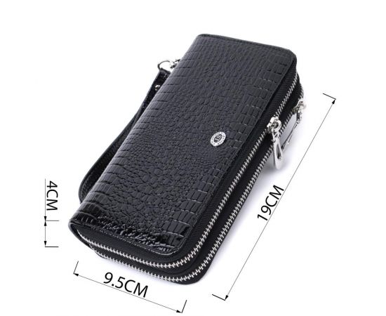 Купить Стильный фактурный клатч на два отделения из лакированной натуральной кожи ST Leather 22693 Черный, фото , изображение 3, характеристики, отзывы