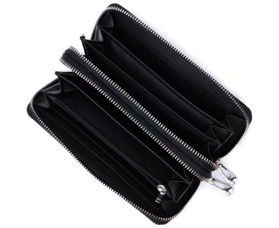 Купить Стильный фактурный клатч на два отделения из лакированной натуральной кожи ST Leather 22693 Черный, фото , изображение 6, характеристики, отзывы