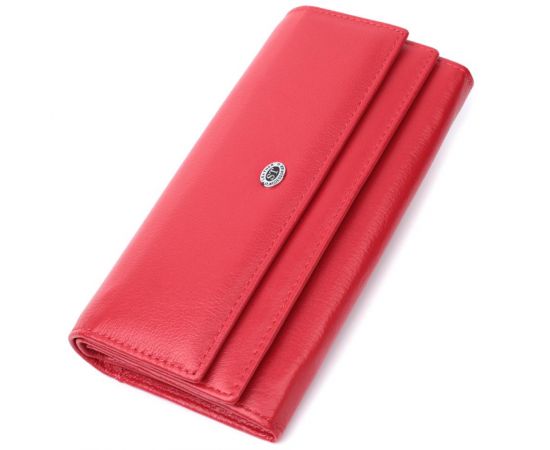 Купить Вместительный женский кошелек с двумя клапанами из натуральной кожи ST Leather 22695 Красный, фото , характеристики, отзывы