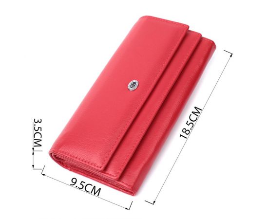 Купить Вместительный женский кошелек с двумя клапанами из натуральной кожи ST Leather 22695 Красный, фото , изображение 3, характеристики, отзывы