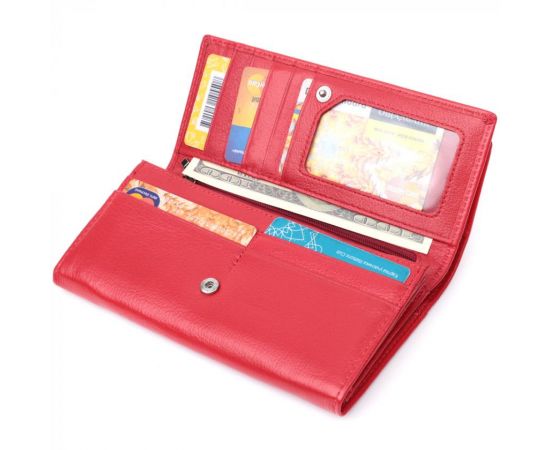 Купить Вместительный женский кошелек с двумя клапанами из натуральной кожи ST Leather 22695 Красный, фото , изображение 6, характеристики, отзывы