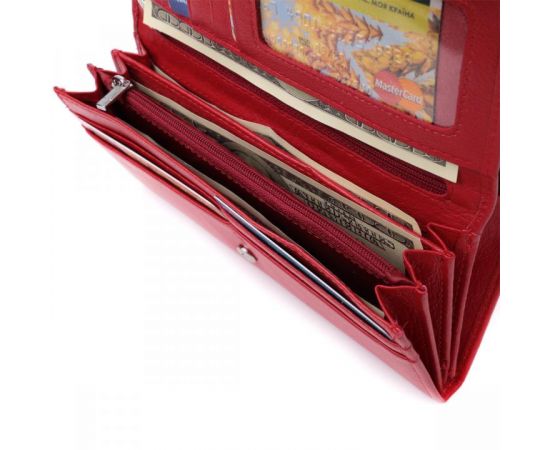 Купить Вместительный женский кошелек с двумя клапанами из натуральной кожи ST Leather 22695 Красный, фото , изображение 7, характеристики, отзывы