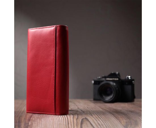 Купить Вместительный женский кошелек с двумя клапанами из натуральной кожи ST Leather 22695 Красный, фото , изображение 9, характеристики, отзывы