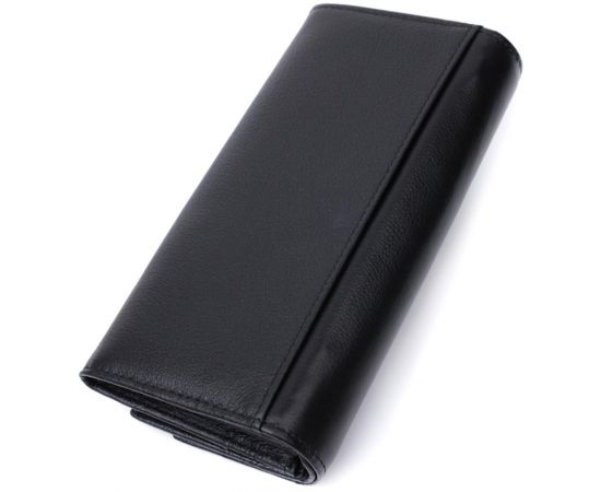 Купить Функциональный женский кошелек с двумя клапанами из натуральной кожи ST Leather 22696 Черный, фото , изображение 2, характеристики, отзывы