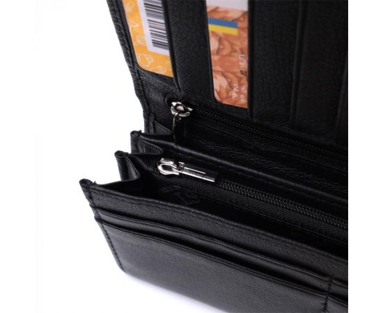 Купить Функциональный женский кошелек с двумя клапанами из натуральной кожи ST Leather 22696 Черный, фото , изображение 8, характеристики, отзывы