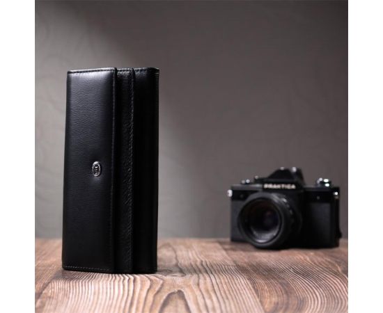 Купить Функциональный женский кошелек с двумя клапанами из натуральной кожи ST Leather 22696 Черный, фото , изображение 9, характеристики, отзывы