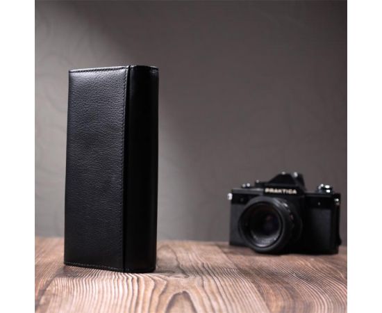 Купить Функциональный женский кошелек с двумя клапанами из натуральной кожи ST Leather 22696 Черный, фото , изображение 10, характеристики, отзывы