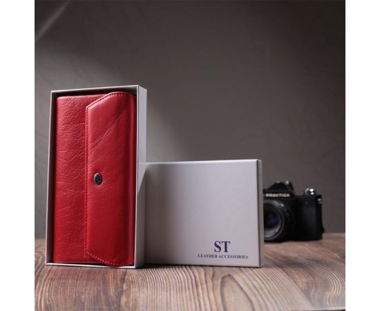 Купить Портмоне для женщин с блоком для карт из натуральной кожи ST Leather 22699 Красный, фото , изображение 12, характеристики, отзывы