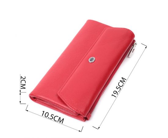 Купить Портмоне для женщин с блоком для карт из натуральной кожи ST Leather 22699 Красный, фото , изображение 3, характеристики, отзывы