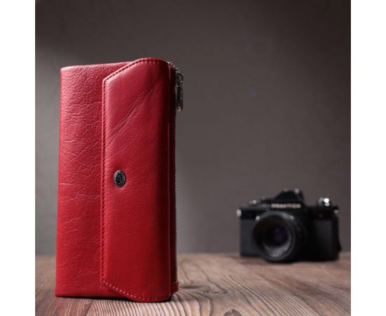 Купить Портмоне для женщин с блоком для карт из натуральной кожи ST Leather 22699 Красный, фото , изображение 10, характеристики, отзывы