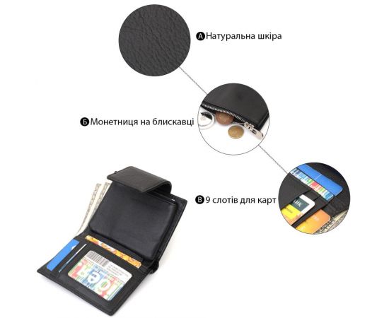 Купить Вертикальный кошелек для женщин из натуральной кожи ST Leather 22703 Черный, фото , изображение 4, характеристики, отзывы