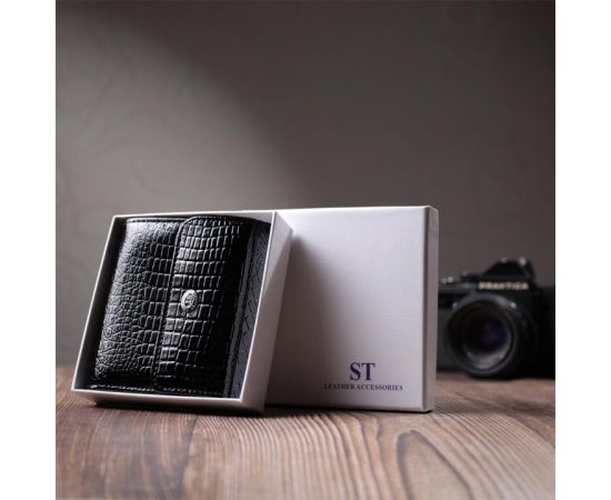 Купить Женский фактурный кошелек из натуральной кожи ST Leather 22706 Черный, фото , изображение 11, характеристики, отзывы