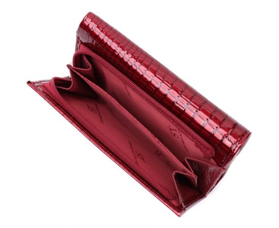 Купить Кошелек женский в три сложения из лакированной фактурной натуральной кожи ST Leather 22708 Красный, фото , изображение 8, характеристики, отзывы
