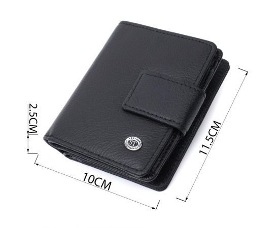 Купить Женский кошелек с монетницей и блоком для пропусков из натуральной кожи ST Leather 22713 Черный, фото , изображение 3, характеристики, отзывы