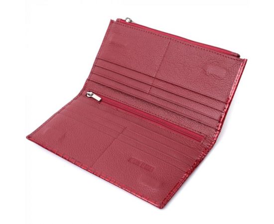 Купить Лакированный яркий кошелек с фактурой под рептилию из натуральной кожи ST Leather 22715 Красный, фото , изображение 7, характеристики, отзывы
