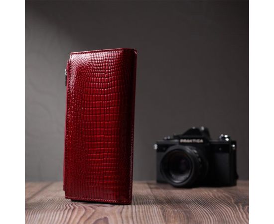 Купить Лакированный яркий кошелек с фактурой под рептилию из натуральной кожи ST Leather 22715 Красный, фото , изображение 10, характеристики, отзывы