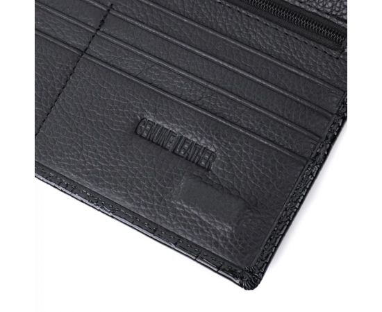 Купить Лакированный тонкий кошелек с фактурой под рептилию из натуральной кожи ST Leather 22716 Черный, фото , изображение 8, характеристики, отзывы