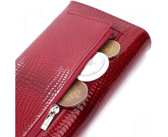 Купить Лакированный женский кошелек с фактурой под рептилию из натуральной кожи ST Leather 22717 Красный, фото , изображение 7, характеристики, отзывы