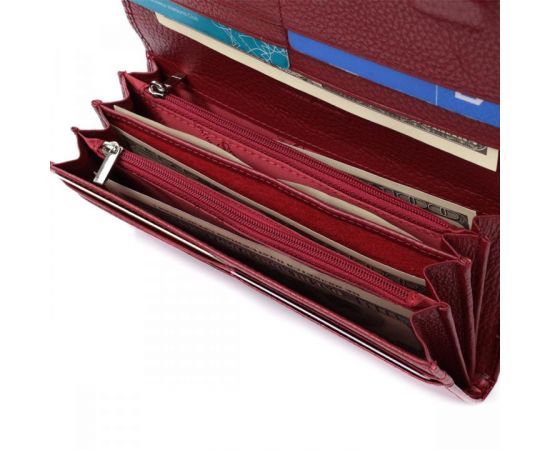 Купить Лакированный женский кошелек с фактурой под рептилию из натуральной кожи ST Leather 22717 Красный, фото , изображение 8, характеристики, отзывы