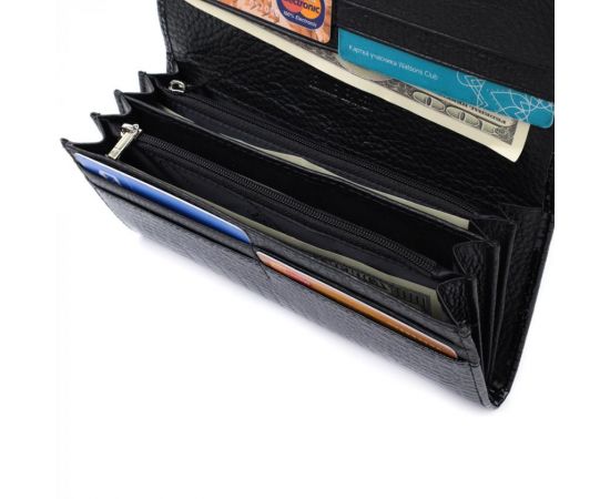 Купить Женский лакированный кошелек с фактурой под рептилию из натуральной кожи ST Leather 22718 Черный, фото , изображение 7, характеристики, отзывы