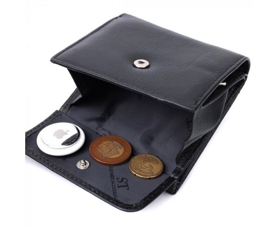 Купить Женский кошелек среднего размера из монетницей снаружи из натуральной кожи ST Leather 22719 Черный, фото , изображение 6, характеристики, отзывы