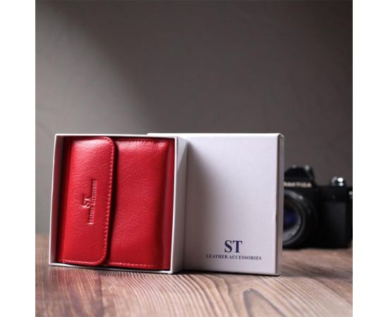 Купить Кошелек среднего размера для женщин из монетницей снаружи из натуральной кожи ST Leather 22720 Красный, фото , изображение 11, характеристики, отзывы
