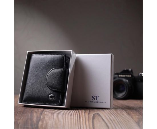 Купить Практичный кошелек для женщин с карманом для монет из натуральной кожи ST Leather 22725 Черный, фото , изображение 11, характеристики, отзывы