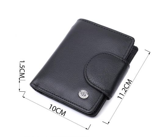 Купить Практичный кошелек для женщин с карманом для монет из натуральной кожи ST Leather 22725 Черный, фото , изображение 3, характеристики, отзывы