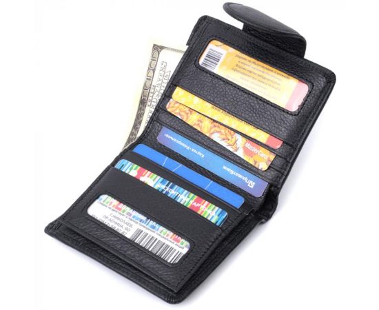 Купить Практичный кошелек для женщин с карманом для монет из натуральной кожи ST Leather 22725 Черный, фото , изображение 7, характеристики, отзывы