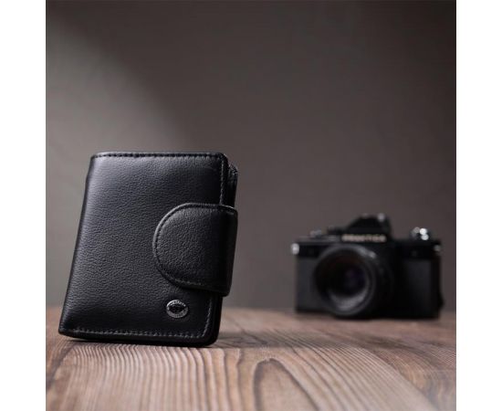 Купить Практичный кошелек для женщин с карманом для монет из натуральной кожи ST Leather 22725 Черный, фото , изображение 9, характеристики, отзывы