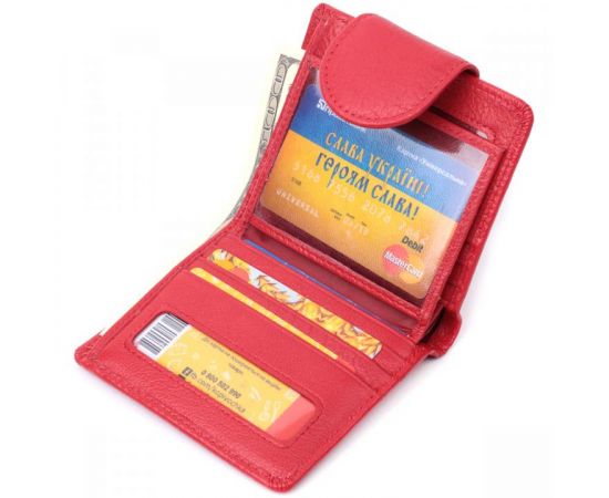 Купить Яркий кошелек для женщин с карманом для монет из натуральной кожи ST Leather 22726 Красный, фото , изображение 7, характеристики, отзывы