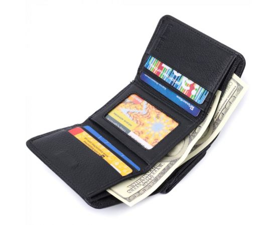 Купить Красивое женское портмоне с монетницей из натуральной кожи ST Leather 22728 Черный, фото , изображение 8, характеристики, отзывы